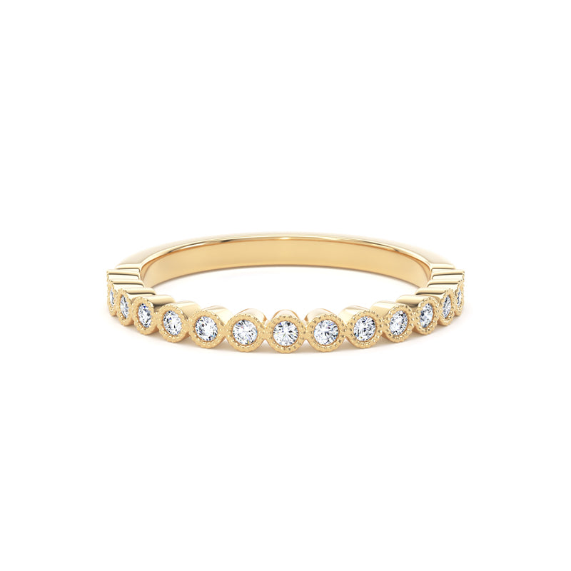 Round Brilliant Diamond Bezel Set Eternity Band In 18K Solid Gold