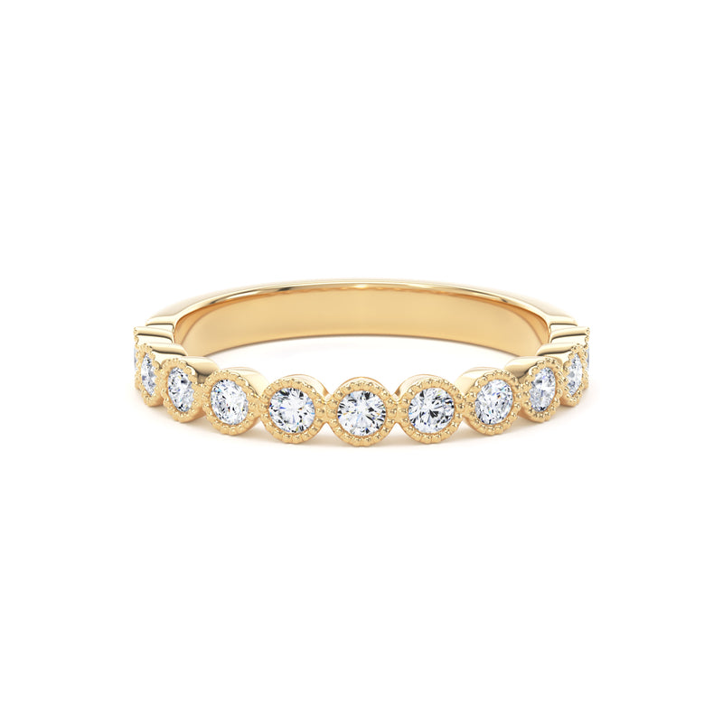 Round Brilliant Diamond Bezel Set Eternity Band In 18K Solid Gold