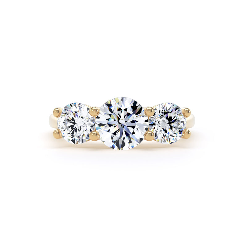 Round Brilliant Graduated Trilogy Diamond Ring In 18K Solid Gold
