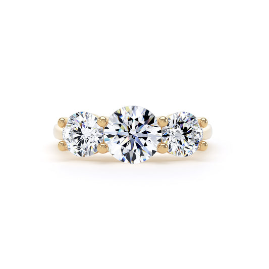 Round Brilliant Graduated Trilogy Diamond Ring In 18K Solid Gold