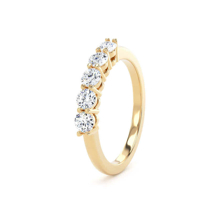 Five Stone Round Diamond Ring In 18K Solid Gold