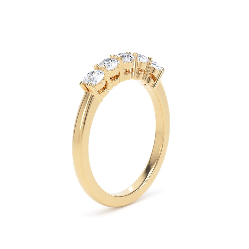 Five Stone Round Diamond Ring In 18K Solid Gold