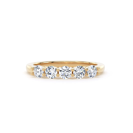 Five Stone Round Diamond Ring In 18K Solid Gold