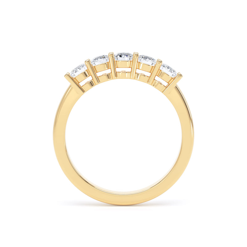 Five Stone Round Diamond Ring In 18K Solid Gold