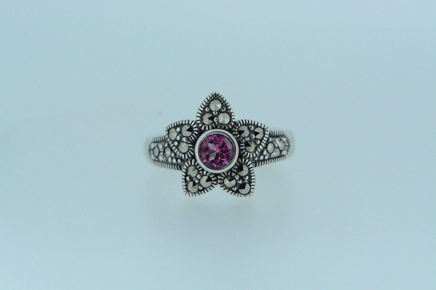 Pink Topaz Flower Ring