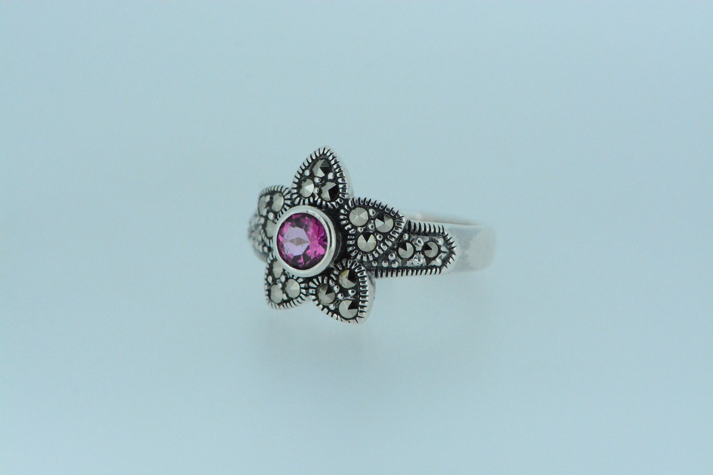 Pink Topaz Flower Ring