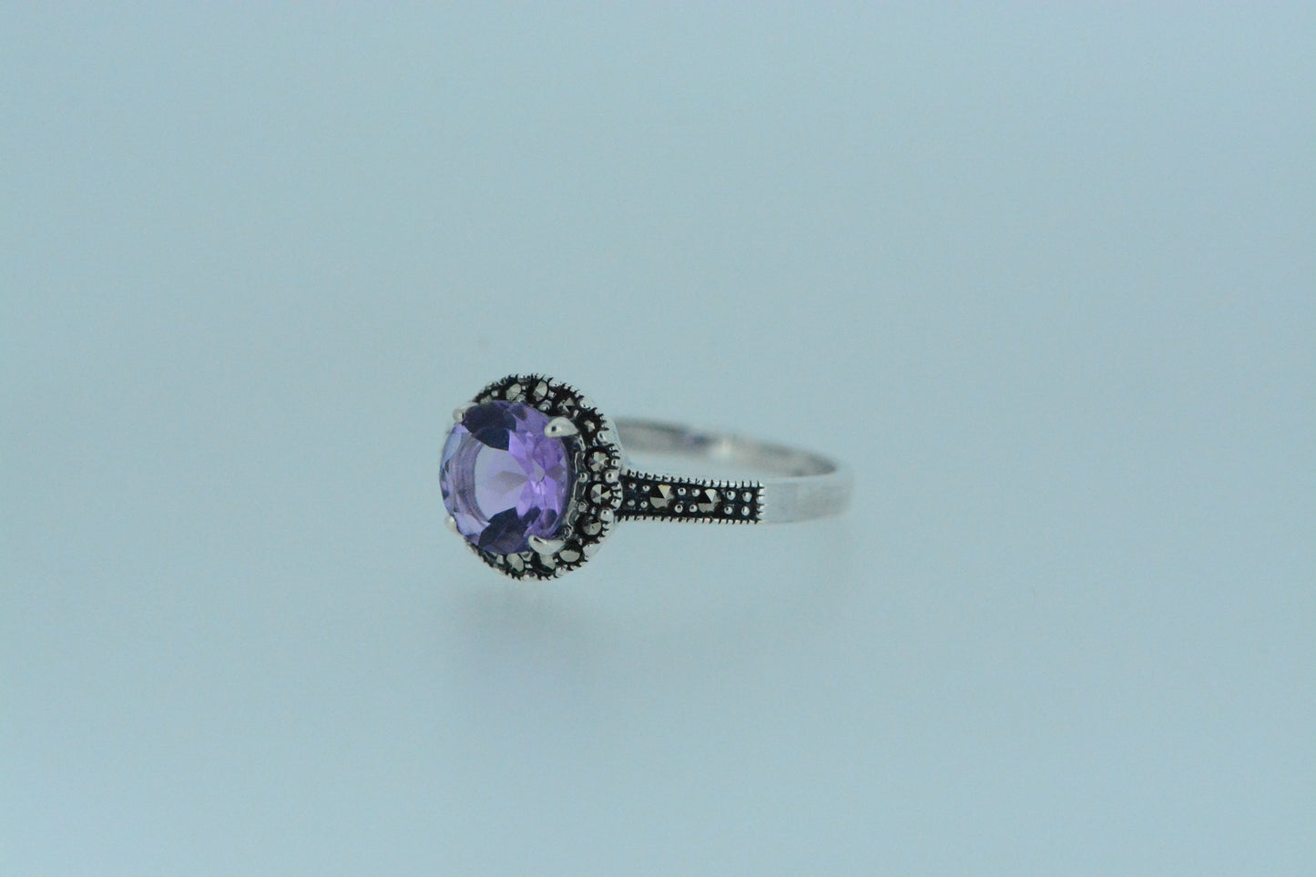 Amethyst Flower Silver Ring