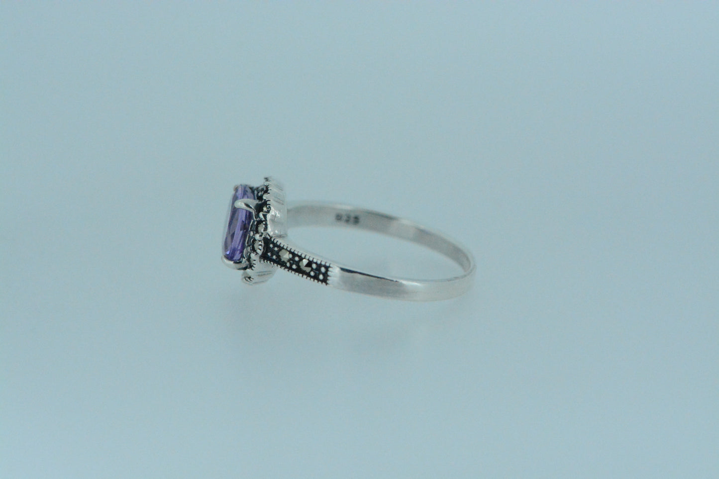 Amethyst Flower Silver Ring