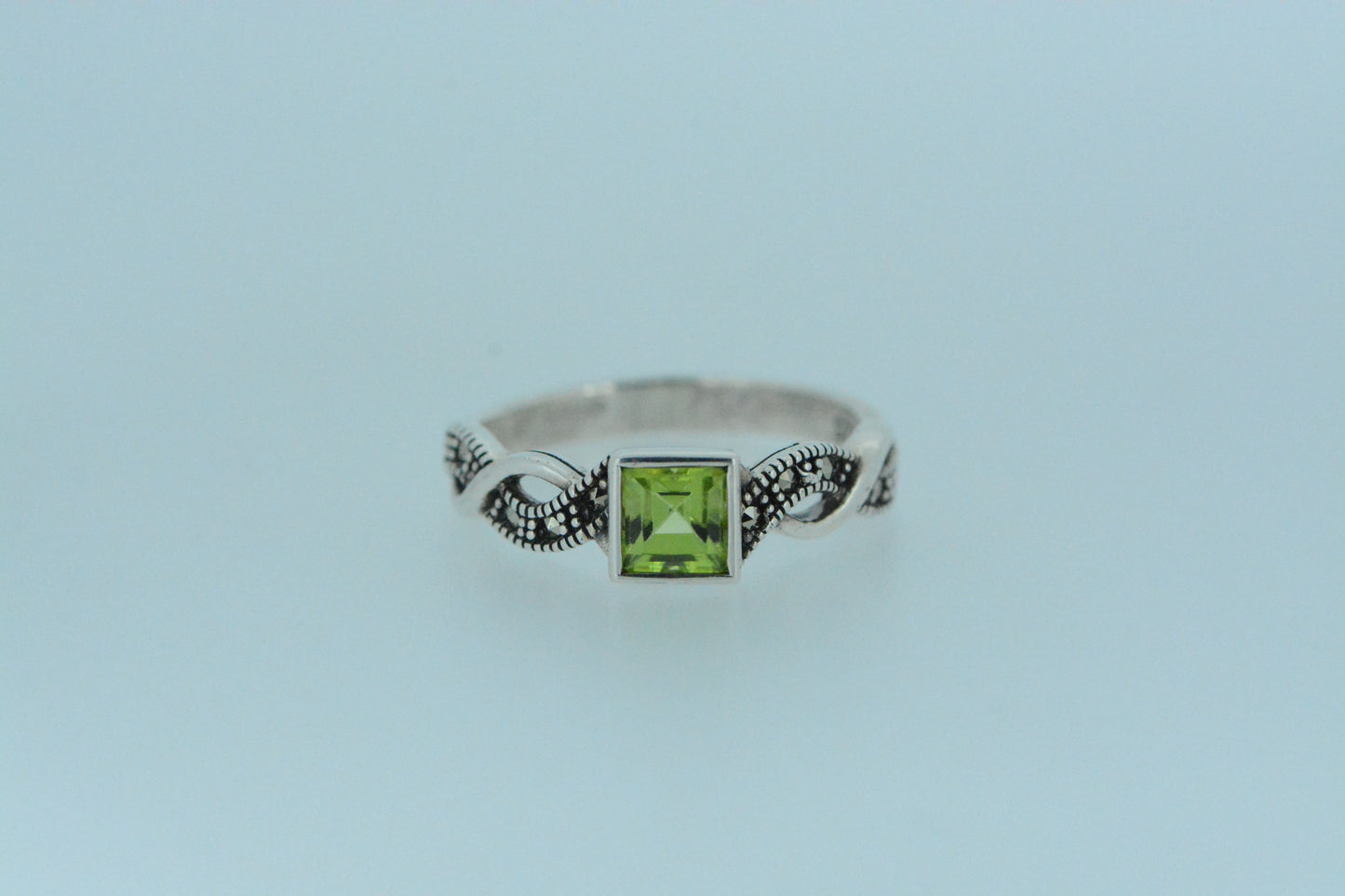 Peridot Solitaire Silver Ring