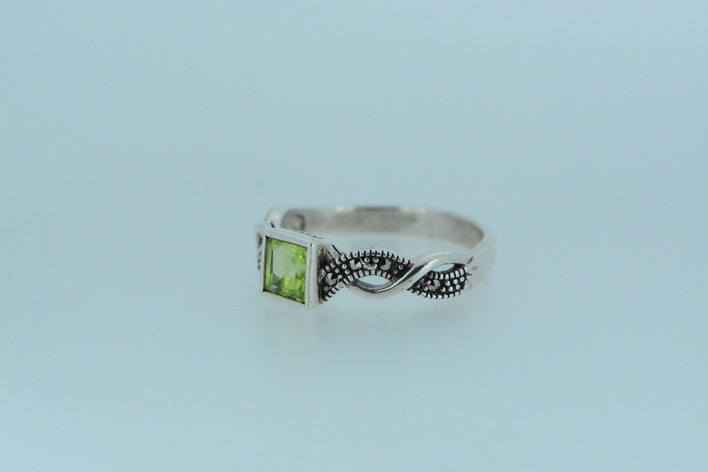 Peridot Solitaire Silver Ring