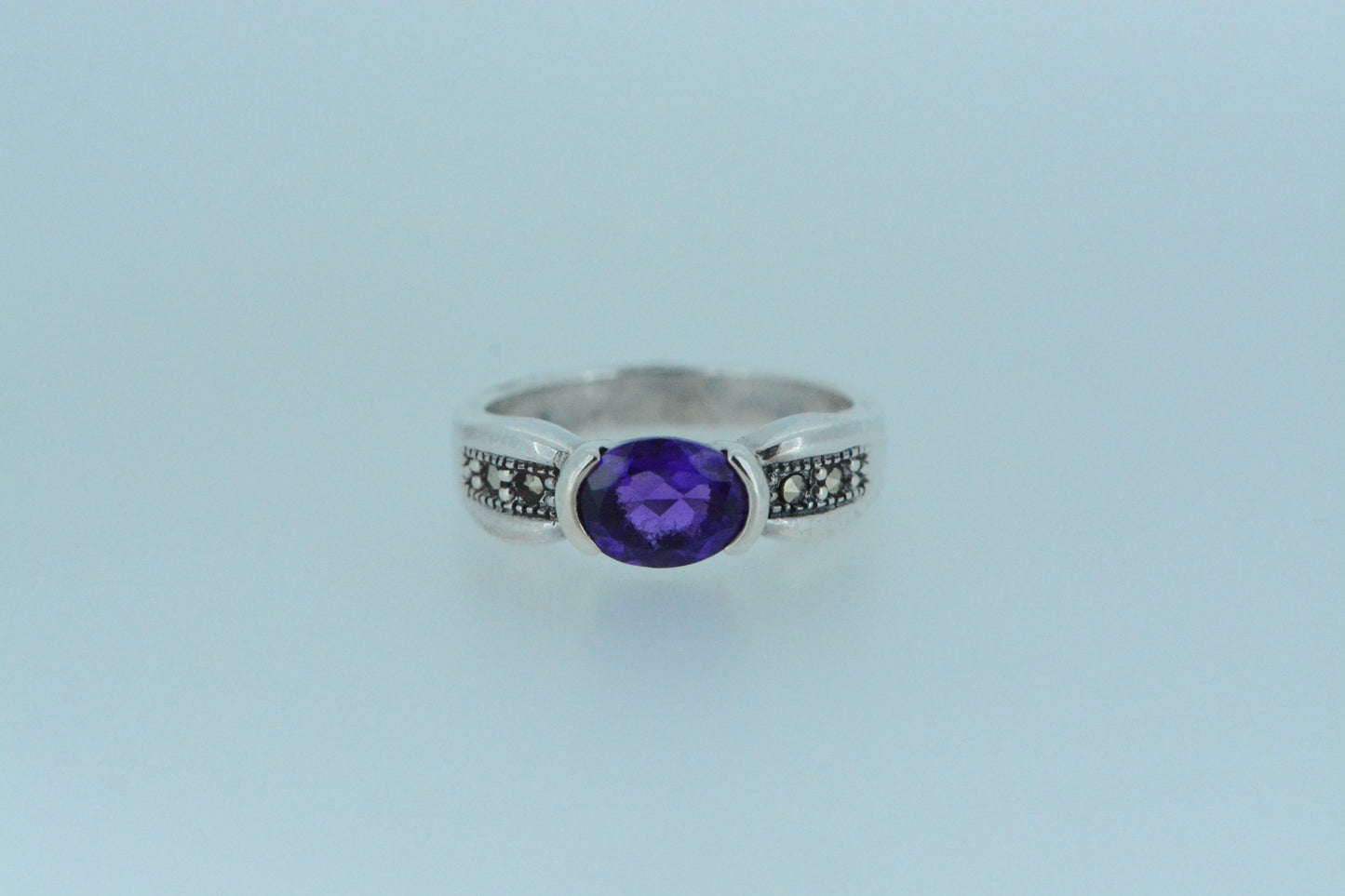 Amethyst Solitaire Silver Ring