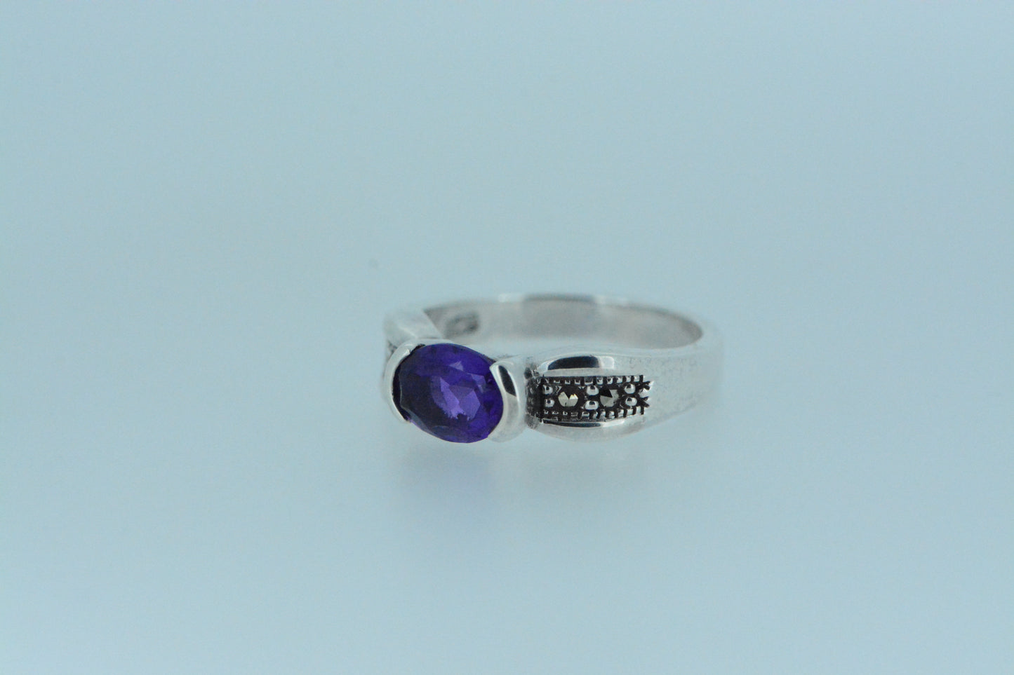 Amethyst Solitaire Silver Ring