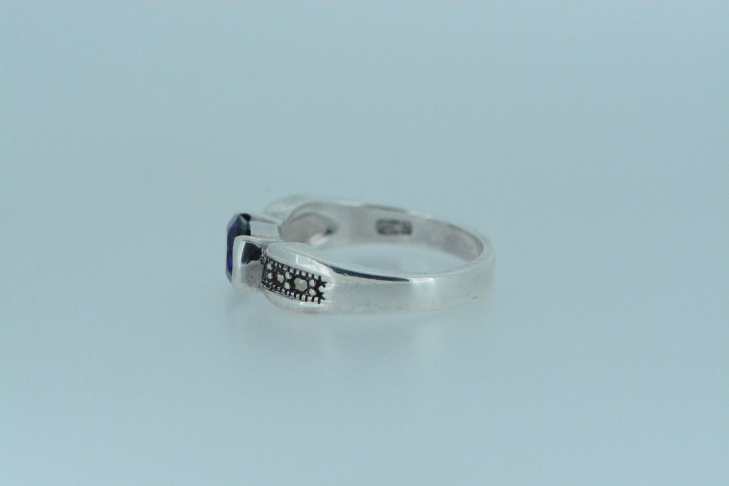 Amethyst Solitaire Silver Ring