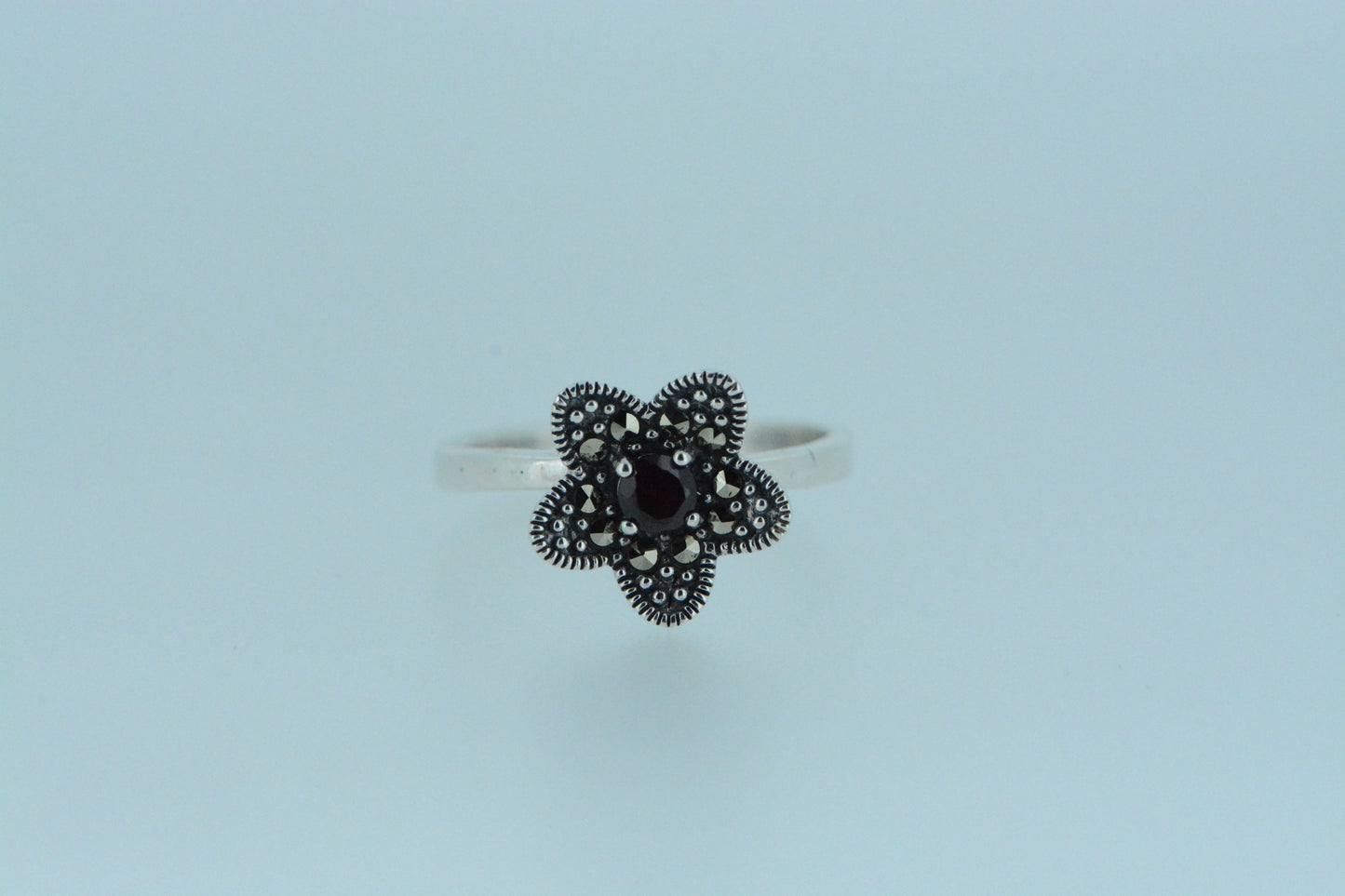 African Garnet Flower Ring
