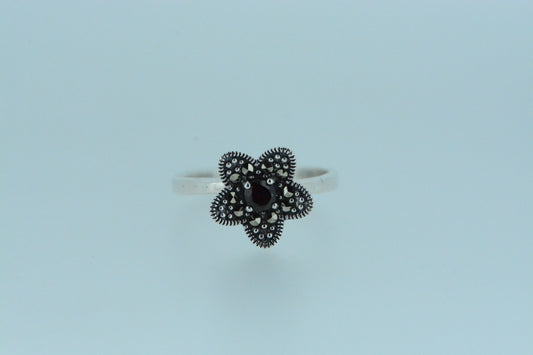 African Garnet Flower Ring