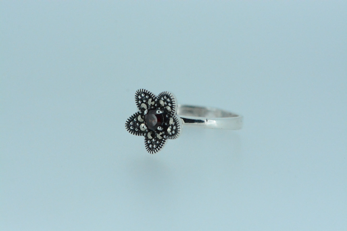 African Garnet Flower Ring