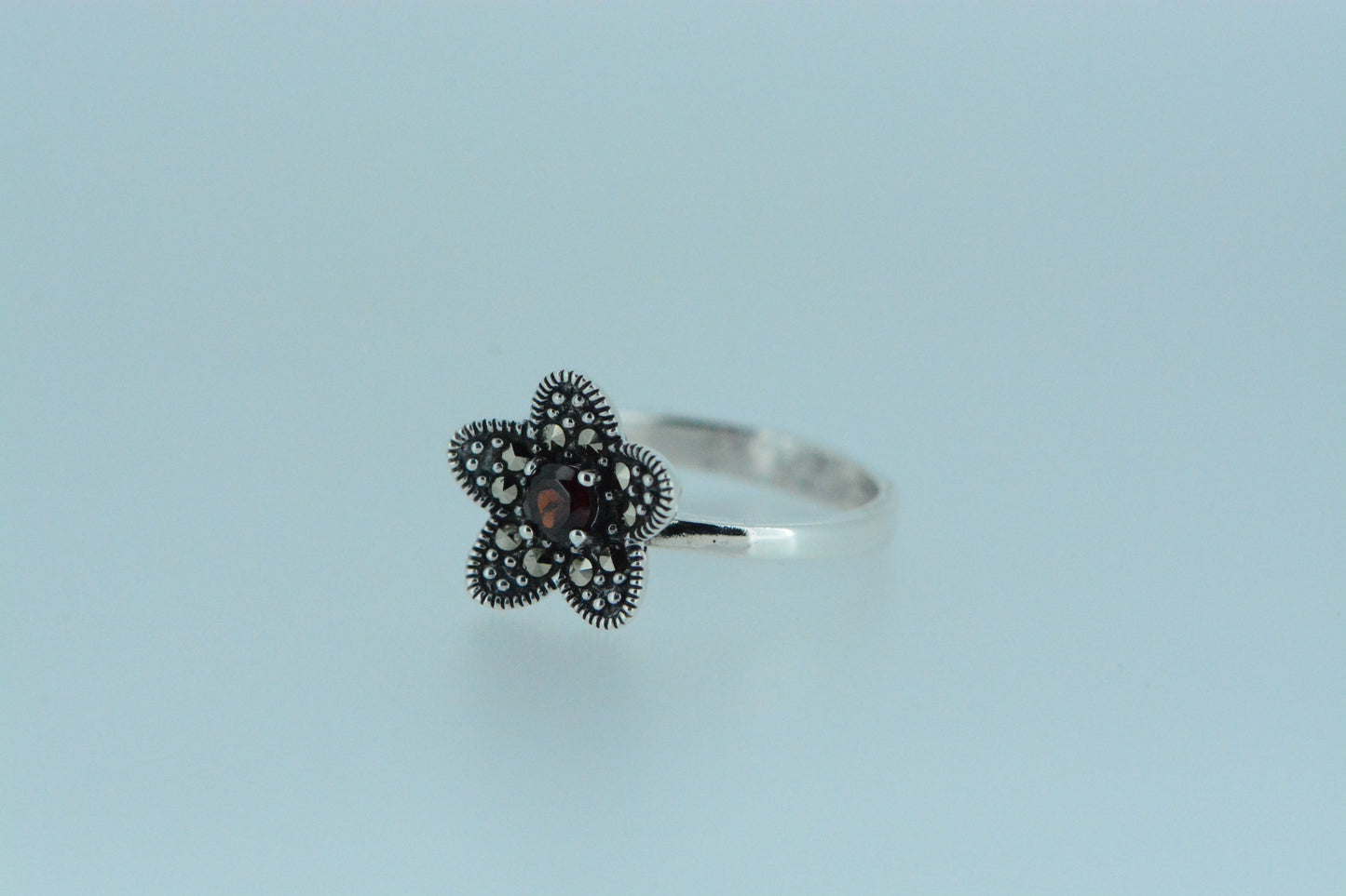 African Garnet Flower Ring