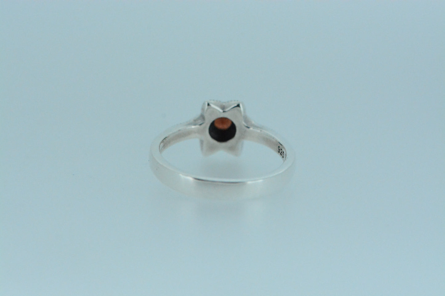 African Garnet Flower Silver Ring