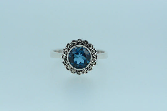 London Blue Topaz Silver Solitaire Ring