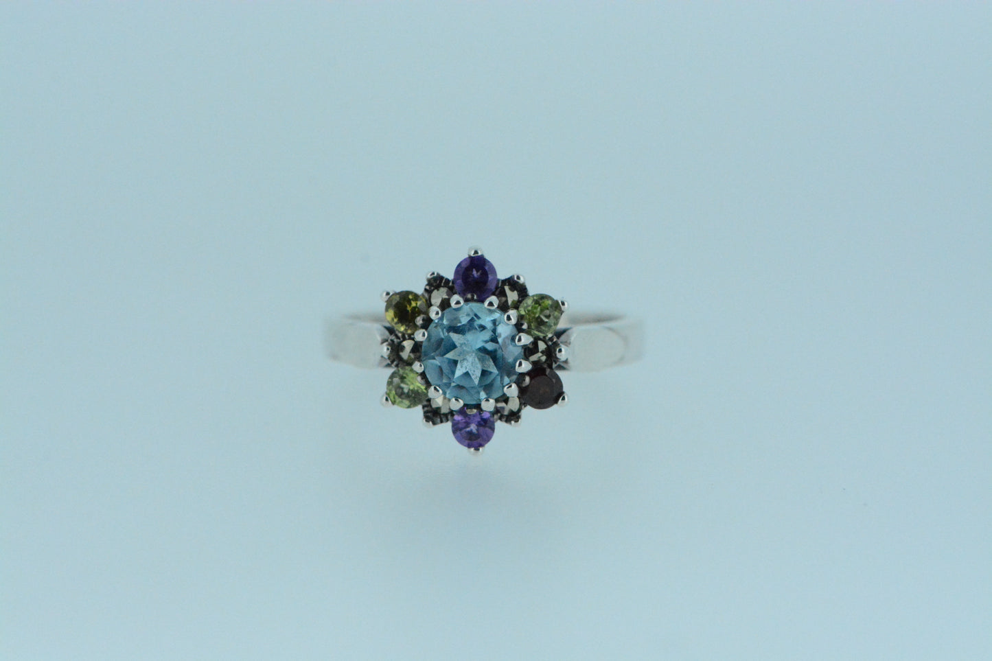 Mixed Stones Flower Cluster Ring