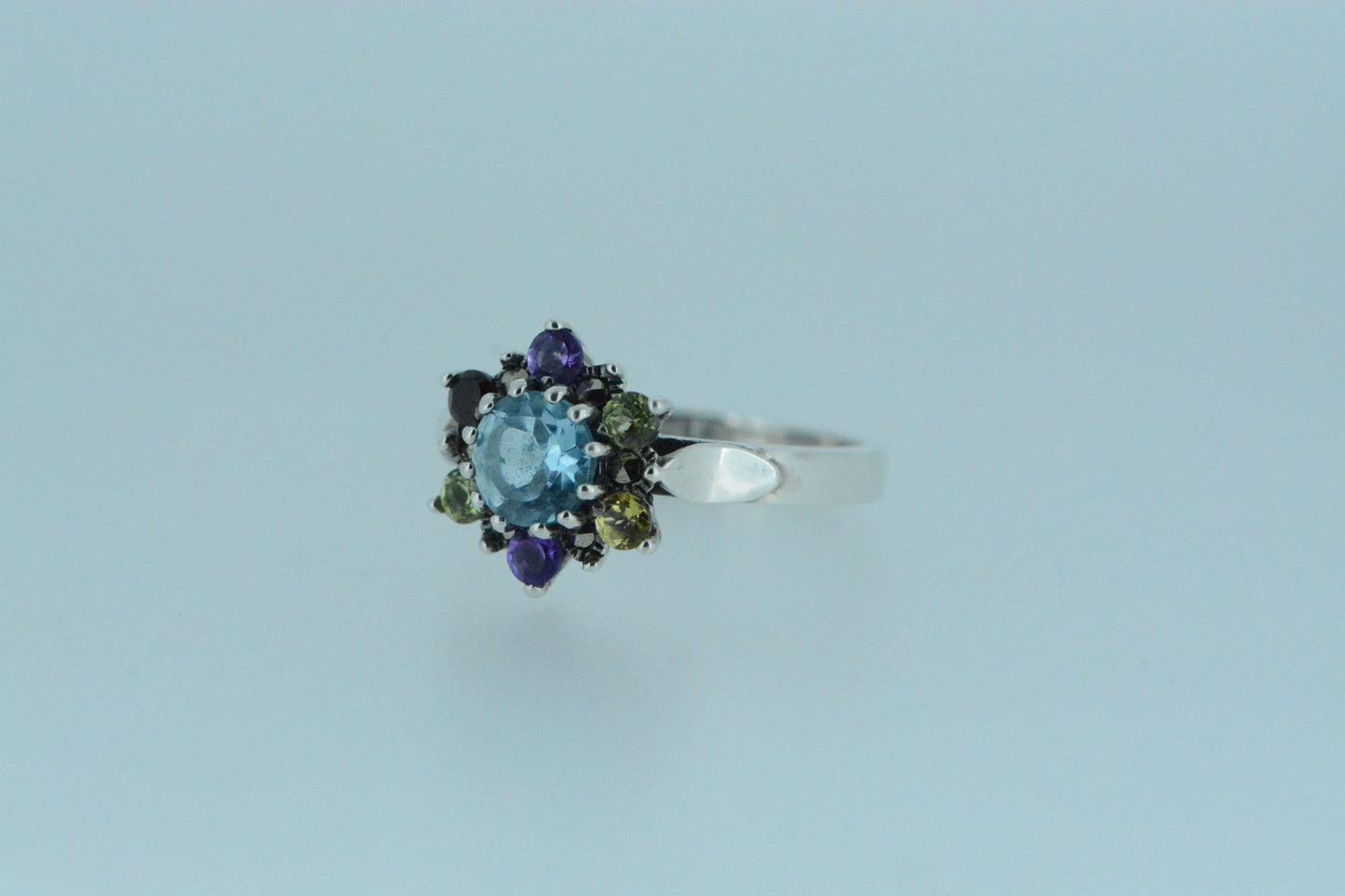 Mixed Stones Flower Cluster Ring