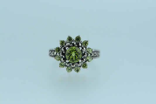 Peridot Flower Cluster Ring
