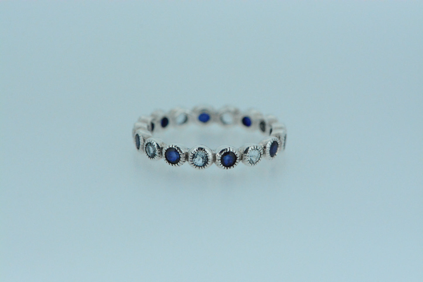 Sapphire & Blue Topaz Eternity Silver Ring