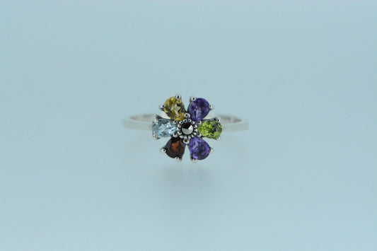 Mixed Stones Flower Ring