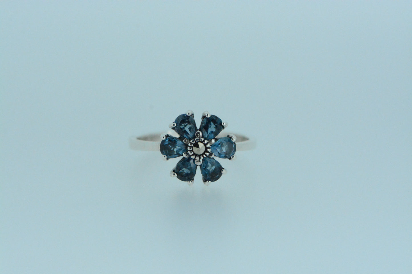 London Blue Topaz Flower Ring