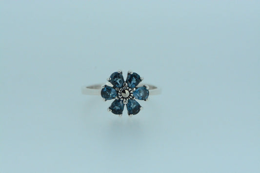 London Blue Topaz Flower Ring