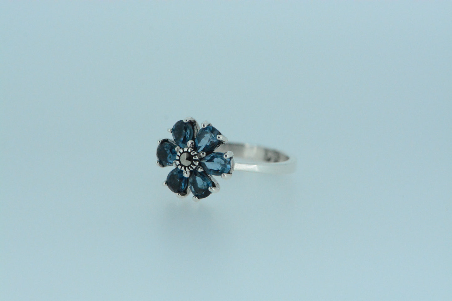 London Blue Topaz Flower Ring