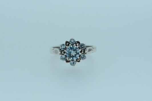 Blue Topaz Flower Cluster Ring