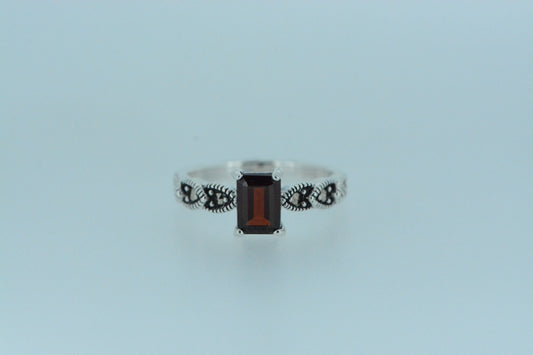 African Garnet Silver Ring