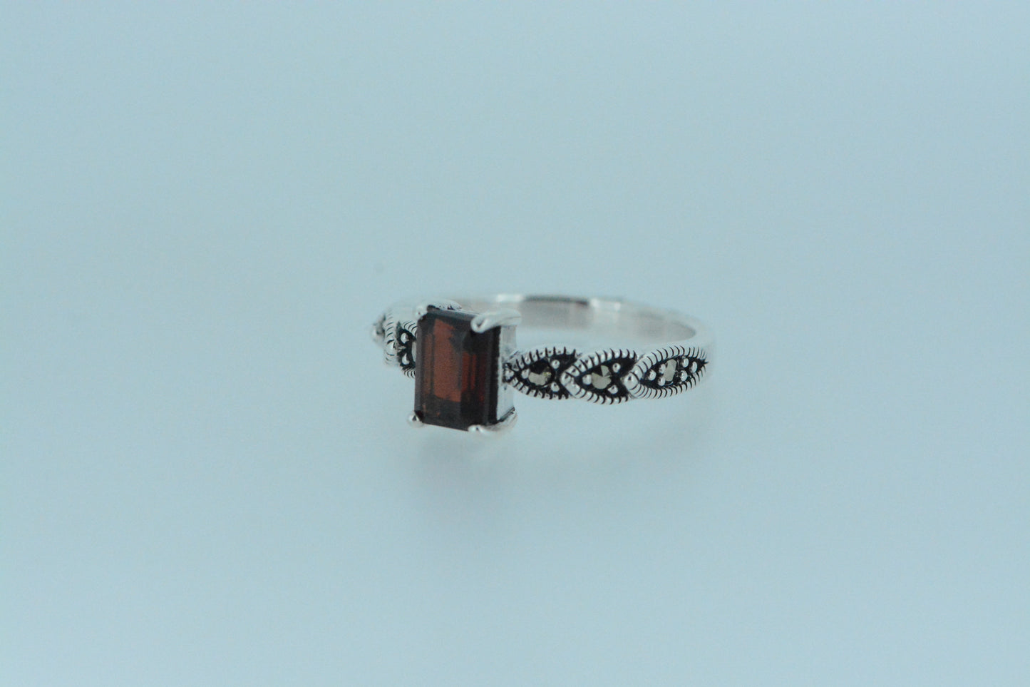 African Garnet Silver Ring