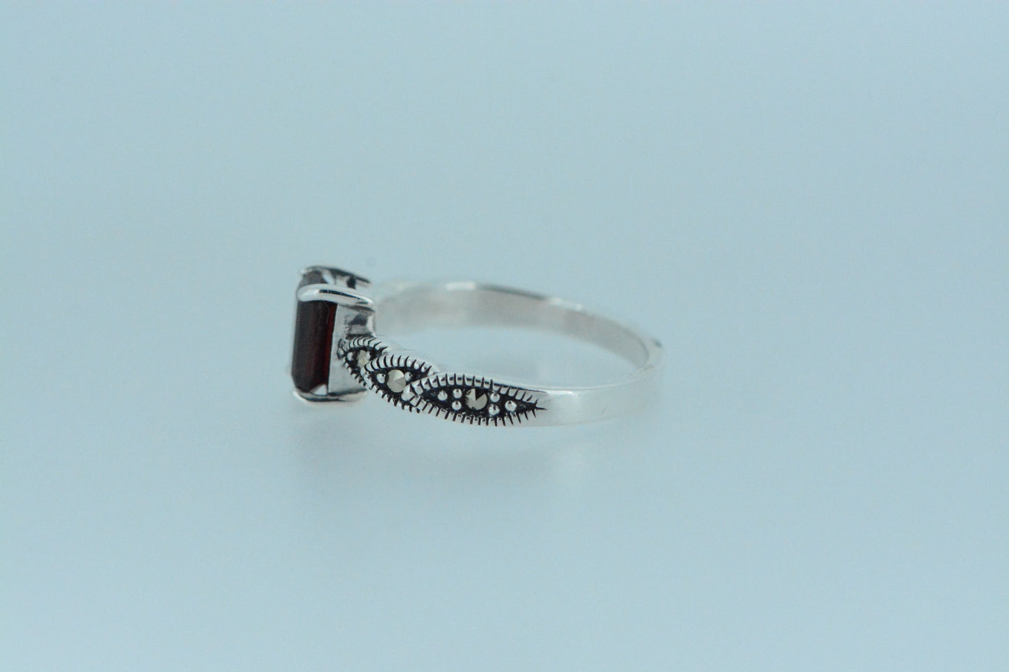 African Garnet Silver Ring