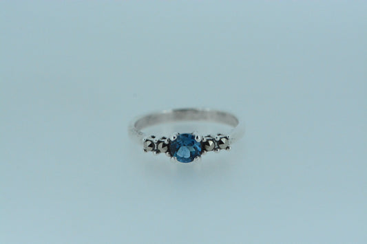 London Blue Topaz Solitaire Silver Ring