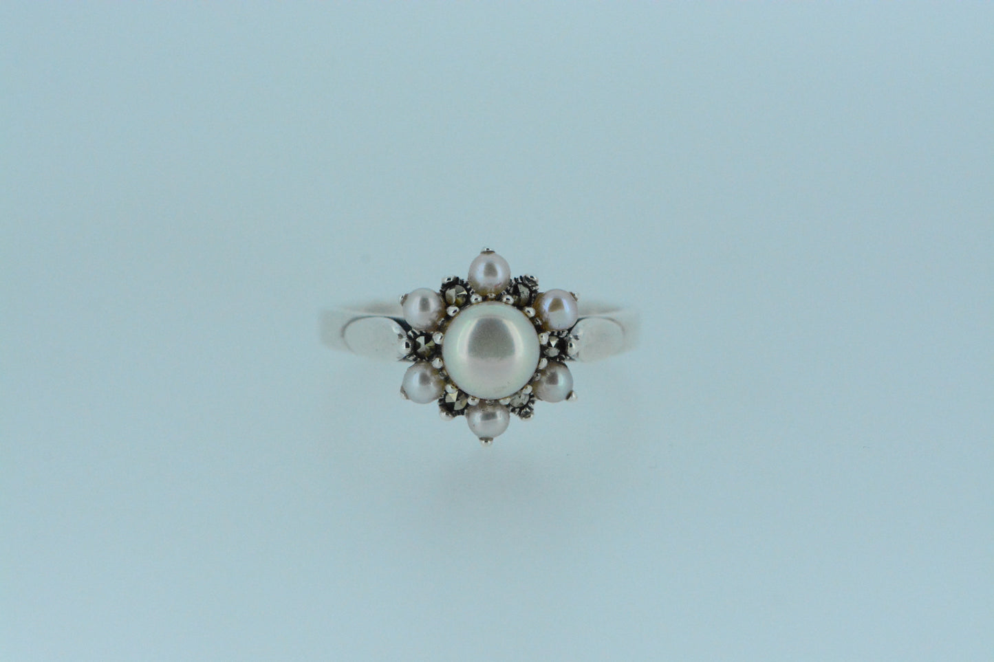 Pearl Flower Silver Ring