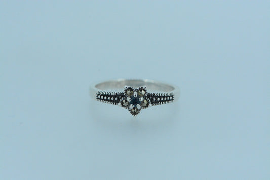 Mini London Blue Topaz Flower Silver Ring