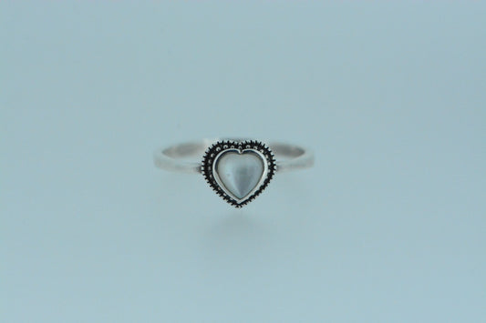 White Mother Of Pearl Heart Ring