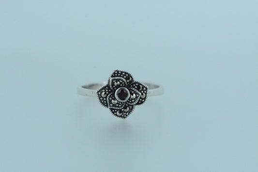 African Garnet Flower Ring