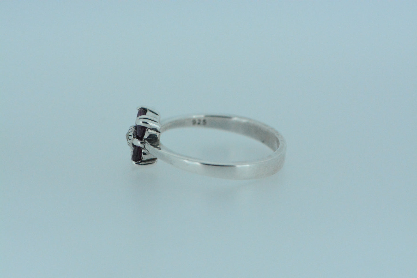 Rhodolite Four-leaf Clover Silver Ring