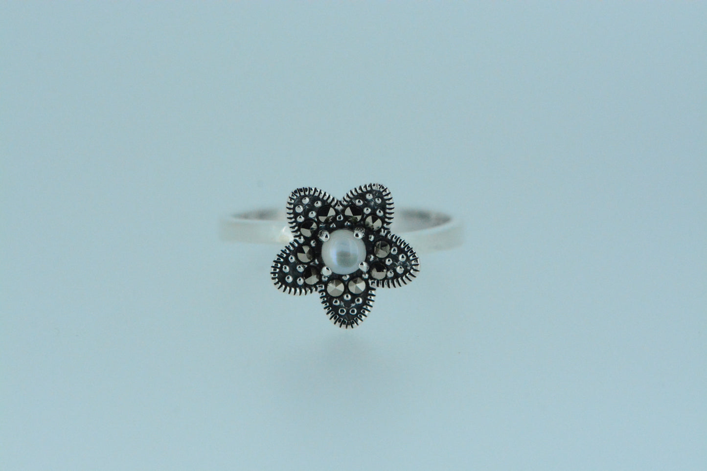 White Mother Of Pearl Flower Ring