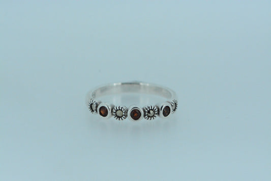African Garnet Silver Ring