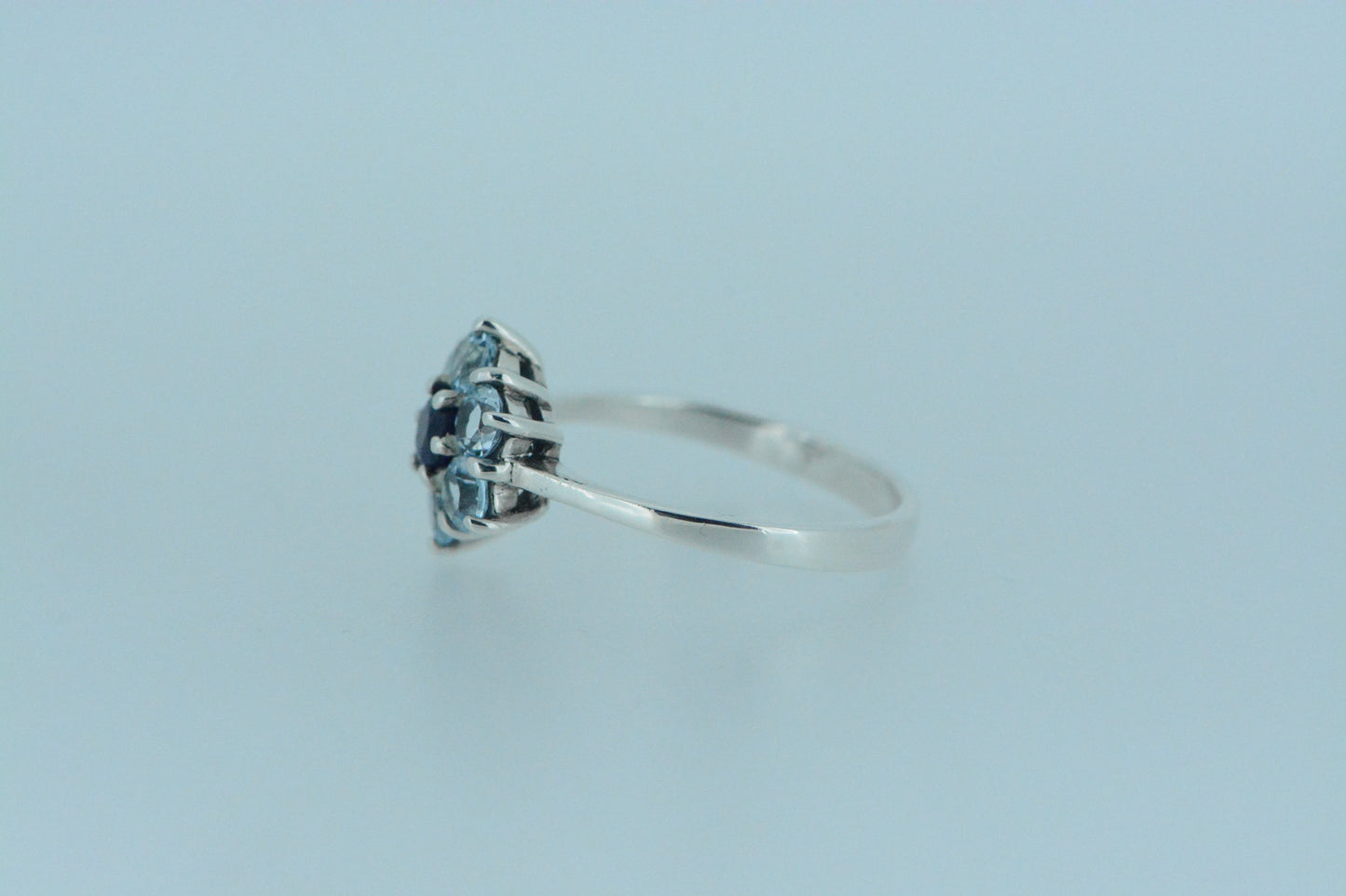 Sapphire & Blue Topaz Flower Cluster Ring