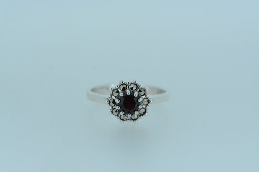 African Garnet Flower Ring