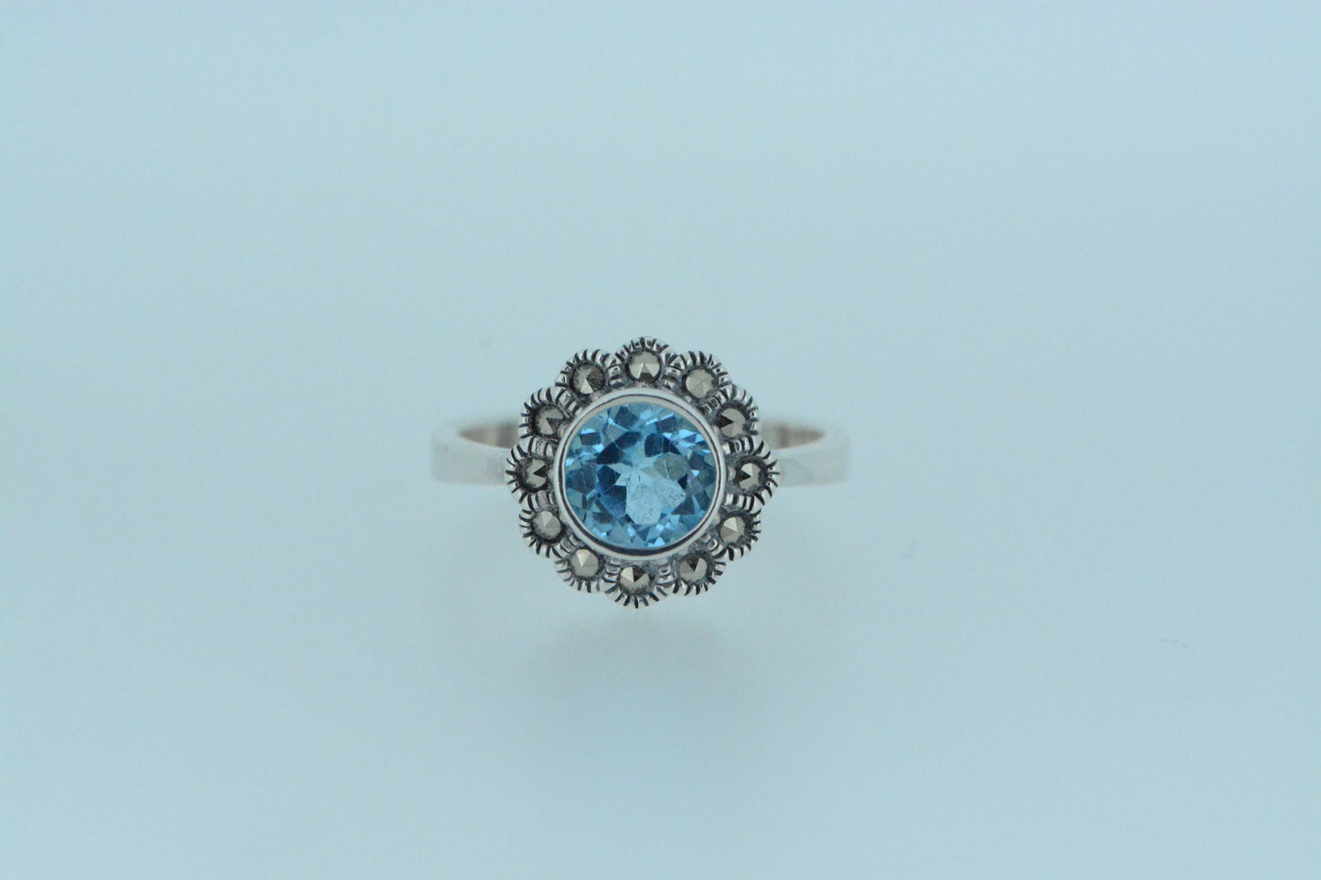 Blue Topaz Flower Ring