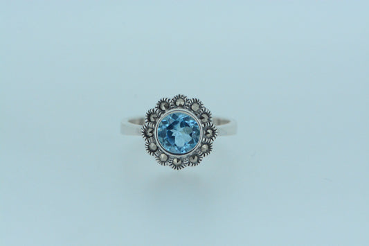 Blue Topaz Flower Ring