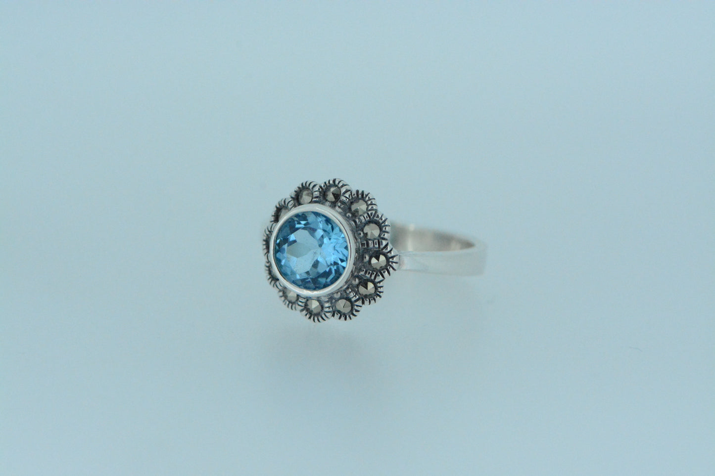 Blue Topaz Flower Ring