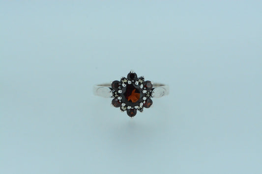 African Garnet Flower Cluster Ring