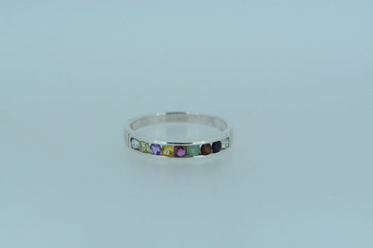 Mixed Gemstones Half Eternity Ring